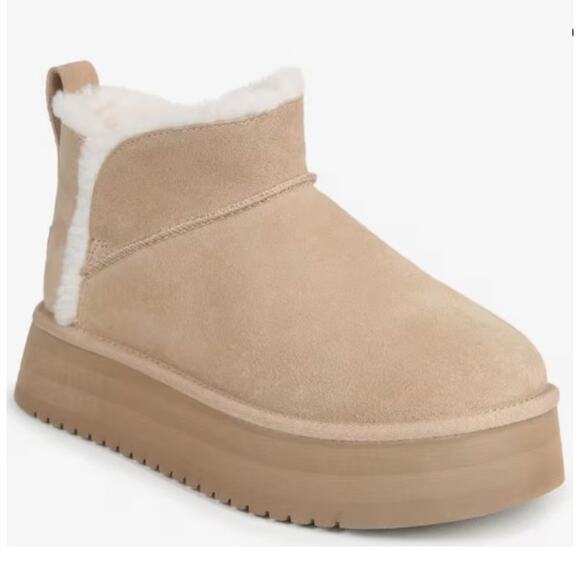 UGG Koolaburra Mini Platform Boots Size 7 UGG Ultra Mini Sand Light Beige Tan - Picture 2 of 8